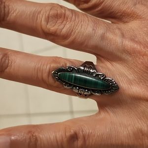 .925 Sterling silver Malachite ring
